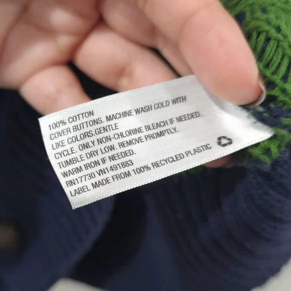 MERONA Fisherman Shawl Collar Navy Green Knit Cardigan Rowing Oar Nautical, L - Picture 10 of 11